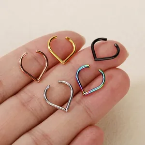 Stainless steel teardrop fake nose rings and non-piercing ear cuffs in five colors