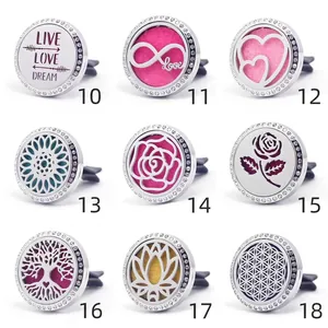 9 pieces 30mm stainless steel car aromatherapy vent clips with shiny rhinestones