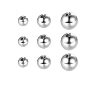 Titanium steel internal thread replacement piercing balls in three sizes with polished finish