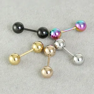 Orecchini a perno a bilanciere a doppia sfera in acciaio inossidabile da 0,8 mm e 5 colori