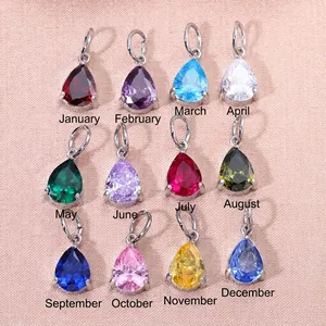 Colgantes de piedra de nacimiento de circón en forma de lágrima 12 colores para DIY