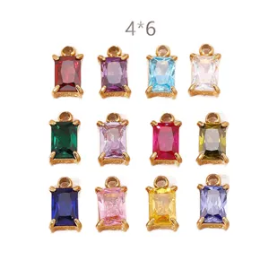 Dodici ciondoli in zircone rettangolare 4*6mm in colori vivaci e brillanti