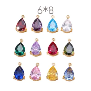 Juego de doce colgantes de circón en forma de gota de 6x8mm para creación de joyas DIY