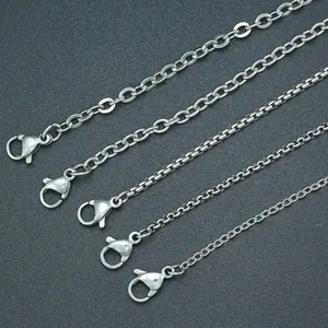 304 Stainless Steel Necklace Chain For Men Women Silver Black Cross Box Pearl Chain Link DIY Jewelry Accessories Basic Necklace Chain