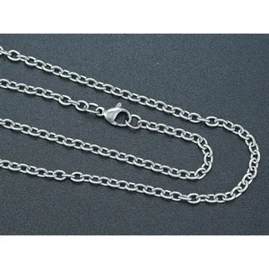 Durable silver 304 stainless steel O-link necklace chain with lobster clasp, 60cm length