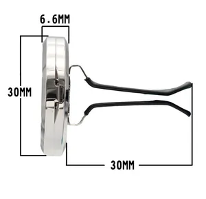 Side view of stainless steel car vent fragrance clip showing 30mm diameter dimensions.