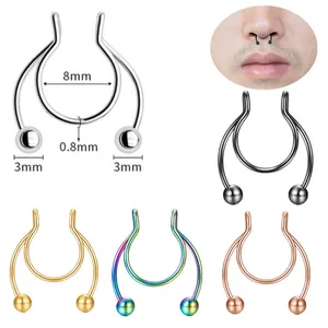 Roestvrijstalen U-vormige Septum Neusring Hoefijzer Ring met Bolsluiting Piercing Sieraden voor Dames Heren Punk Geometrische Lichaamssieraden
