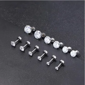 Set aus Titanstahl-Ohrsteckern mit AAA-Zirkonia in verschiedenen Größen