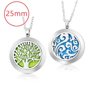 Stainless Steel Aromatherapy Essential Oil Diffuser Pendant Necklace Magnetic Hollow Perfume Locket Necklace For Women Jewelry Gift