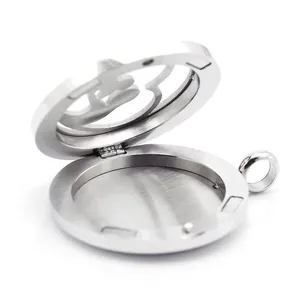 25mm stainless steel aromatherapy locket necklace with magnetic hollow filigree design