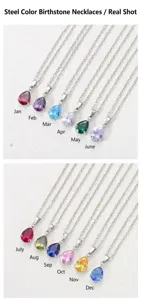 Collane minimaliste in acciaio inossidabile con 12 colori di zirconi a goccia portafortuna