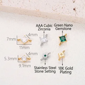 Set aus Edelstahl-Doppelring-Verbindern mit AAA-Zirkonia für die DIY-Schmuckherstellung