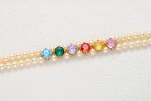 Close-up detail of 6mm colorful cubic zirconia beads for DIY jewelry making crafts