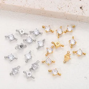Silberne und goldene Edelstahl Zirkon Doppelösen-Abstandsperlen für DIY Schmuck