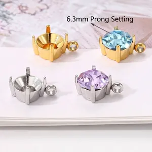 Stainless steel jewelry prong settings for 6.3mm faceted stones in gold and silver