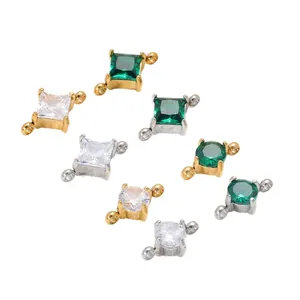 Zirkonia Edelstahl Steckverbinder mit zwei Ösen für DIY Armbänder Schmuckherstellung