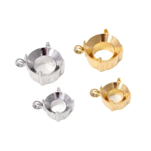 Stainless steel 4-prong empty pendant settings for stone mounting in gold and silver