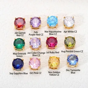 Set of 6mm round birthstone zircon spacer beads with gold base for DIY jewelry making