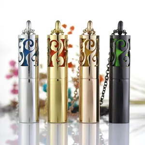 Stainless Steel Essential Oil Diffuser Necklace For Women Hollow Tube Perfume Bottle Pendant Aromatherapy Jewelry Necklace