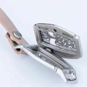 Rectangular stainless steel locket diffuser bracelet with tree of life and leather strap