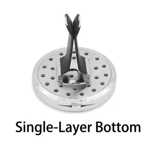 38mm stainless steel car aromatherapy vent clip diffuser with a perforated round design