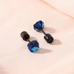 Orecchini a lobo 6mm zircone blu nero per piercing cartilagine