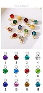 Primer plano de 12 dijes de piedras de nacimiento de 6 mm de colores para la creación de joyas DIY