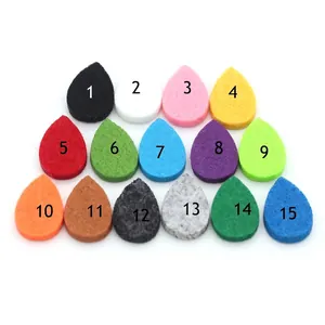 Set of 15 colorful teardrop aromatherapy felt pads for essential oil locket pendants