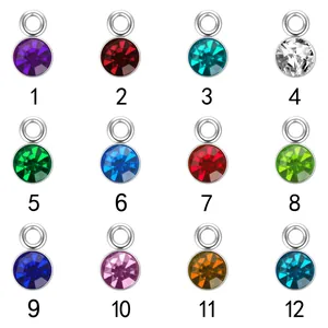 Set de 12 coloridos dijes de piedras natales de 6 mm en acero inoxidable para joyas