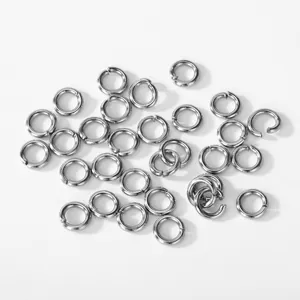 Close-up detail of 304 stainless steel open jump rings for DIY jewelry making