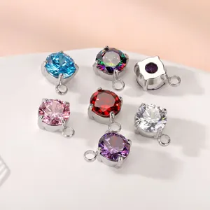 Colgantes de circonita y acero inoxidable para hacer manualidades de joyería DIY