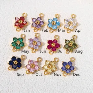 Set di ciondoli in zircone a fiore di prugno in 12 colori di nascita per la creazione di gioielli