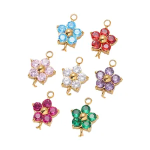 Set di sette ciondoli colorati in zircone a forma di fiore per gioielli fai da te