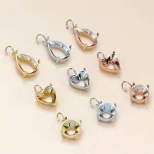Roestvrij Staal DIY Hanger Blanco Verguld Rond Hart Peer Vorm Sieraden Maken Steen Instellingen Klauw Hanger Basis Bevindingen
