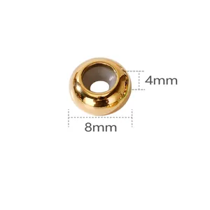 Gold 8mm adjustable positioning bead with rubber core for sliding bracelet jewelry making