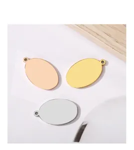 Pendentifs ovales vierges en acier inoxydable pour gravure laser, trois couleurs