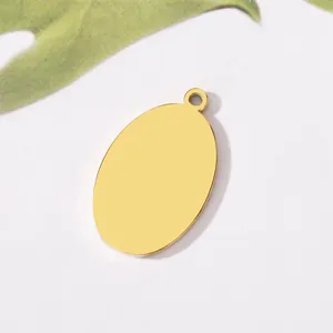 Pendentif ovale vierge en acier inoxydable avec finition miroir pour bijoux et animaux