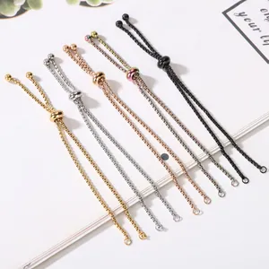 Adjustable Stainless Steel Slider Box Chain Bracelet Semi-finished Finding For DIY Jewelry Making Multicolor Box Chain