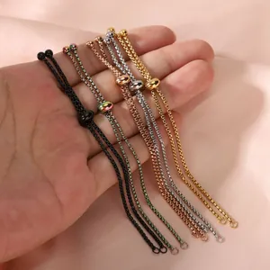 Adjustable stainless steel box chain bracelets in five colors for DIY jewelry making