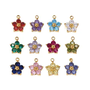 Set di ciondoli a fiore di prugna con zirconi colorati per la creazione di gioielli fai da te