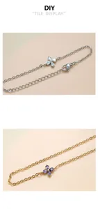 Macro view of clover-shaped zircon connectors for DIY bracelet and necklace jewelry making