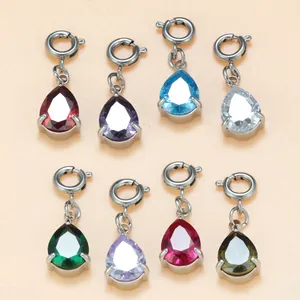 Colgante de Circonia Desmontable de Acero Inoxidable Cierre de Resorte para Collar de Perlas Accesorios de Joyería DIY Gota de Agua