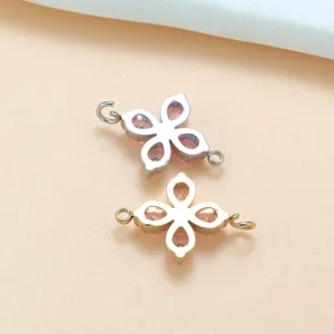 Zircon four-leaf clover pendants in gold and silver finish for DIY jewelry making.