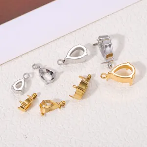 Peervormige titanium stalen steeninstellingen voor DIY-sieraden maken in goud en zilver