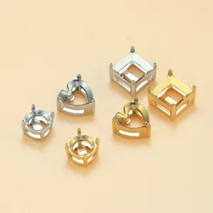 Titaniumstaal Vierpoot Zirconia Hanger Basis Lege Zetting Dubbellaags Inrijgbaar Klauwblad Voor DIY Ketting Armband Maken Sieraden Accessoire