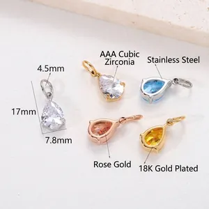 Colgantes de circonita en forma de pera de acero inoxidable para la creación de joyas DIY
