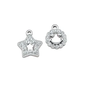 Breloques étoile et cercle en acier inoxydable avec strass pour création de bijoux DIY