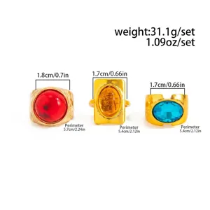 Detailed size and weight specifications for the vintage colorful gemstone ring set