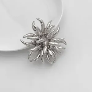 Unique firework flame alloy brooch with high-shine silver finish for women