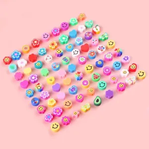 Mixed fruit and smiley polymer clay beads assortment for DIY jewelry making accessories